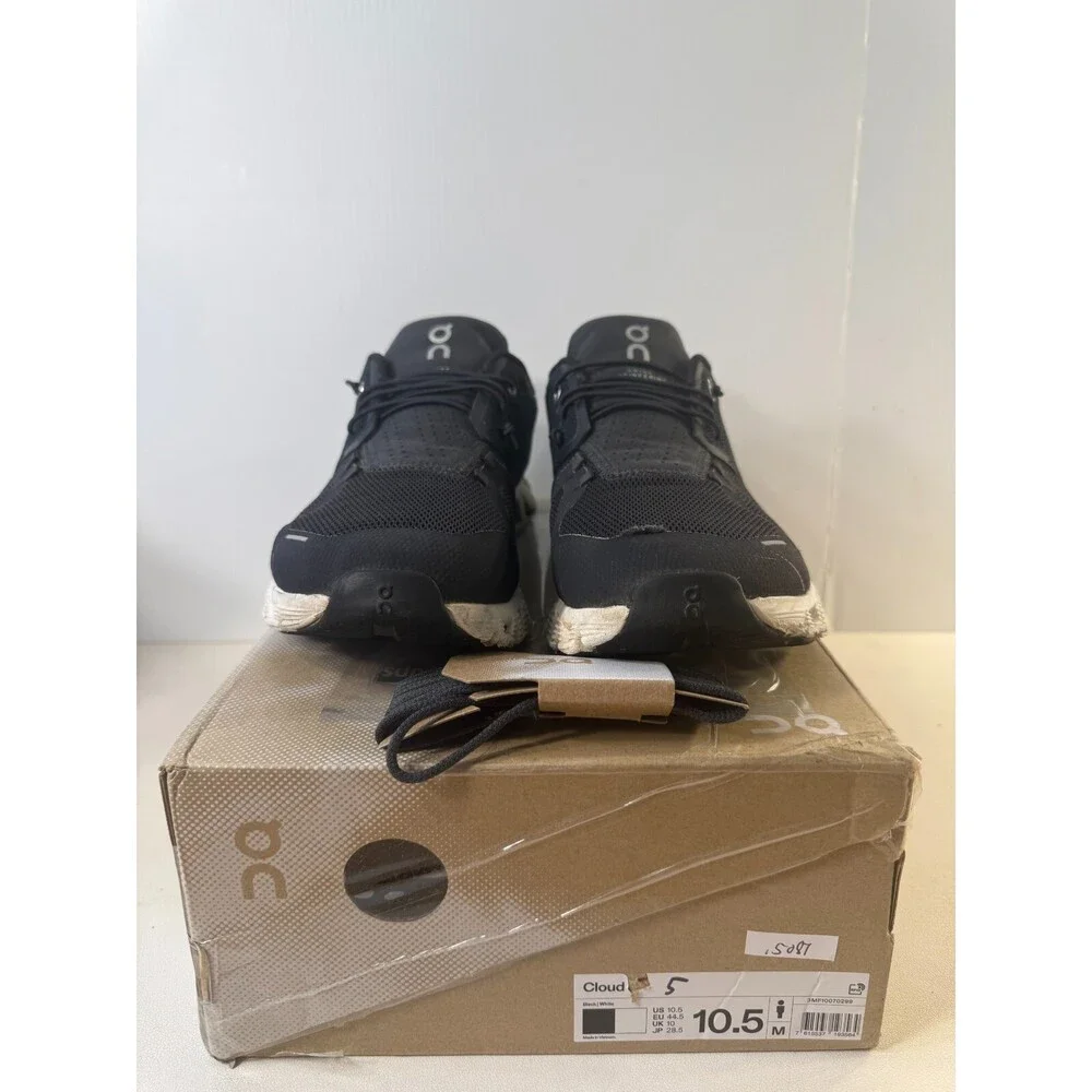On Cloud 5, Black/White, Mens Running Shoes-US 10.5 Mens